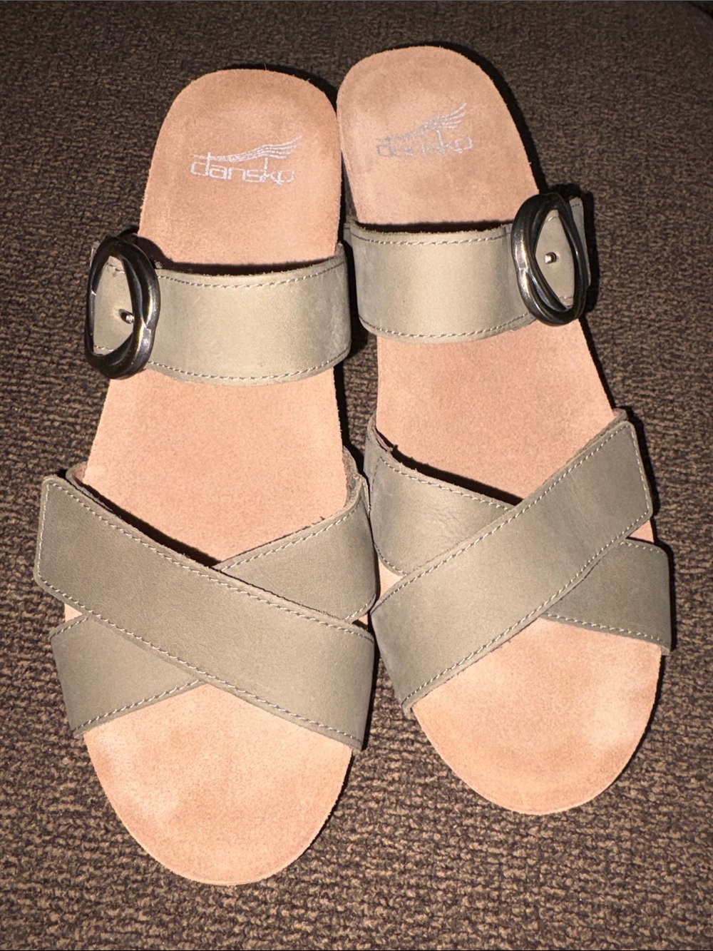 NWOT Dansko Susie Sandals Army Green Open Toe Double Strap Wedge EU39/US 8.5-9 - Picture 8 of 14